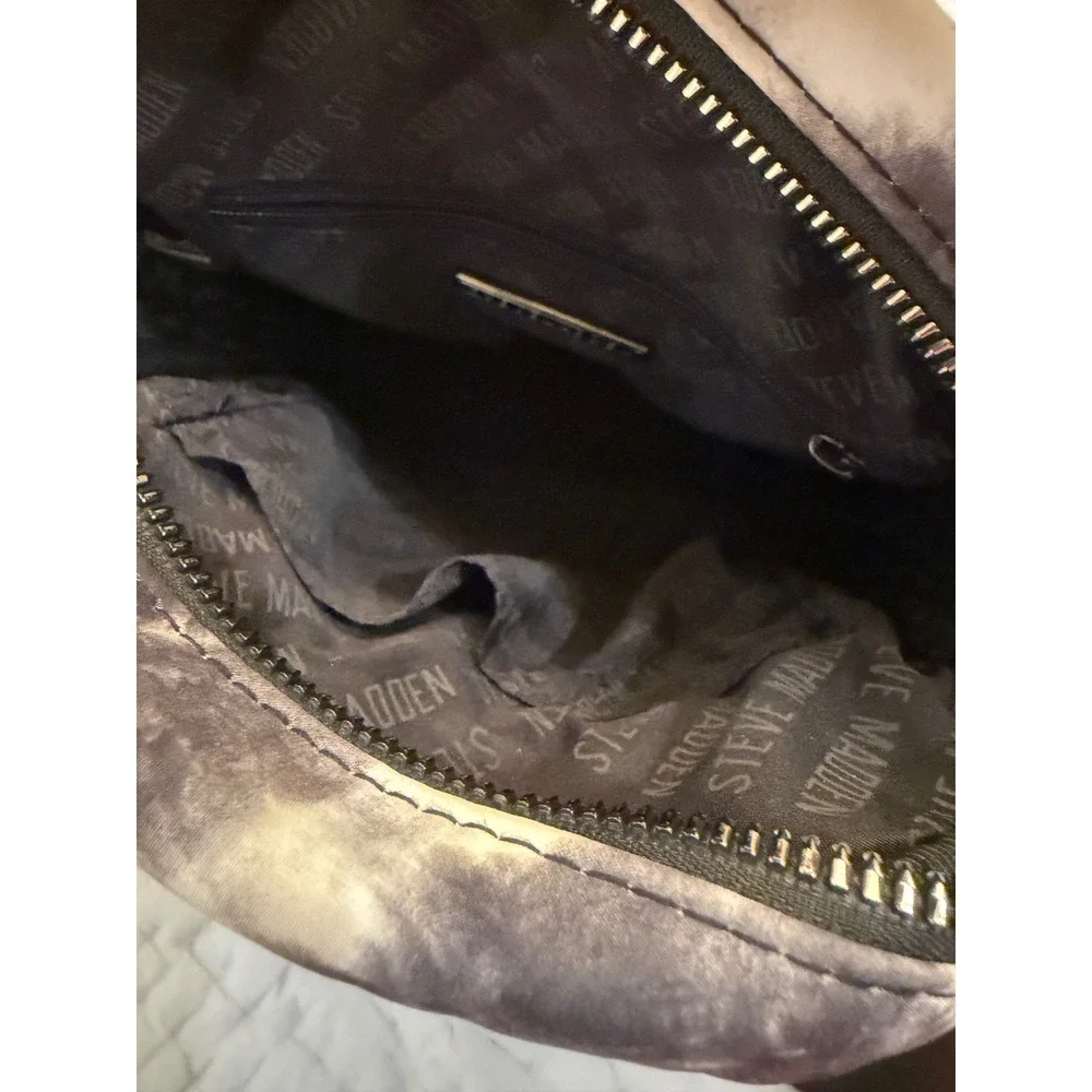 Steve Madden tie-dye crossbody bag black and white quilted design